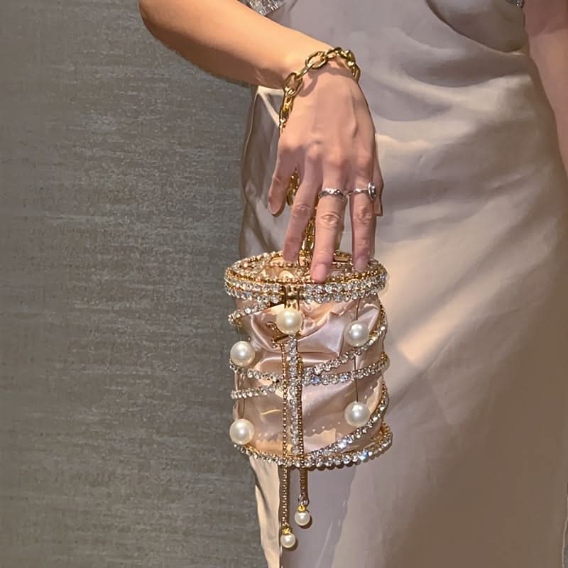 Champagne Rhinestone Evening Clutch Bag
