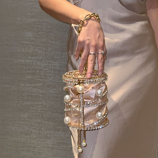 Champagne Rhinestone Evening Clutch Bag