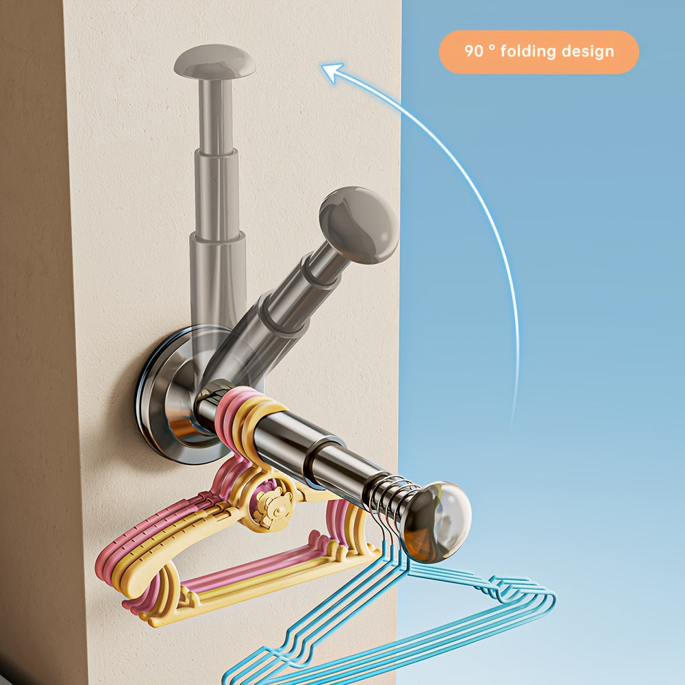 Worldwide Retractable Hanger Storage Rack – No-Drill Suction Mount, Adjustable Length, Space-Saving