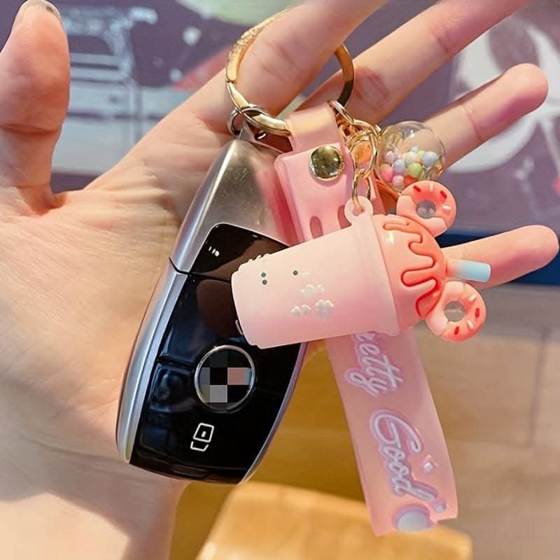 Cute Candy Color Ice Cream Cup Keychain – Silicone