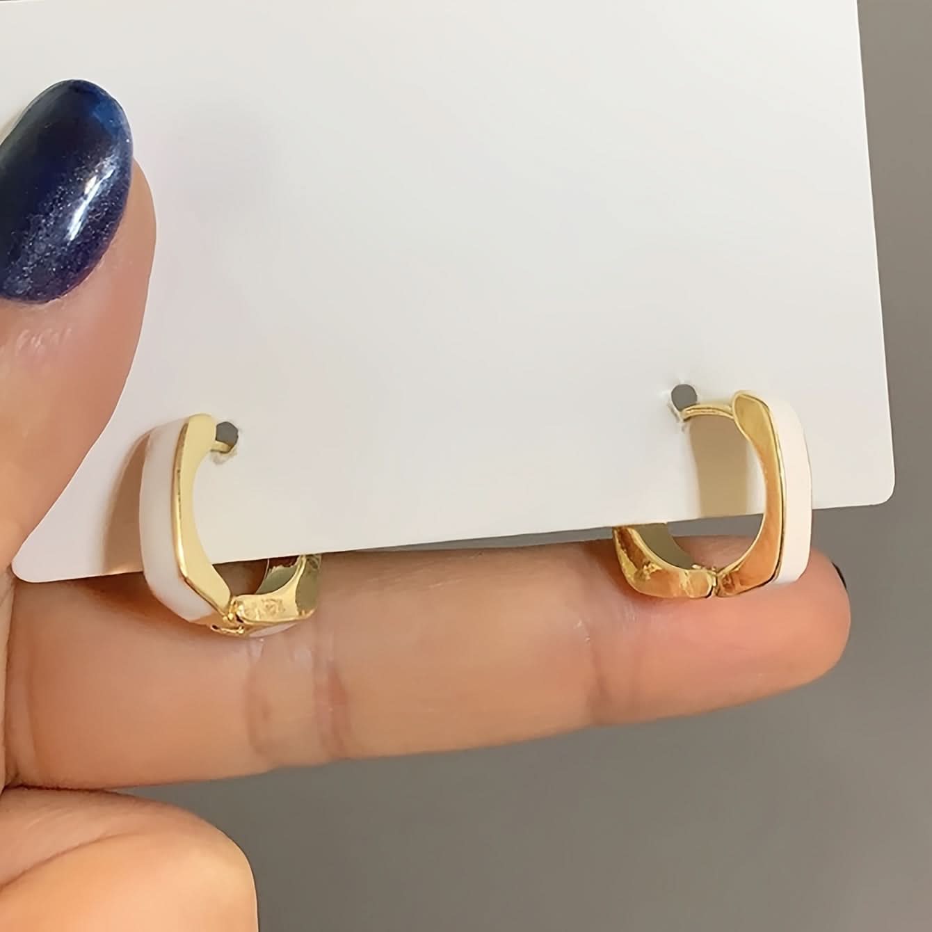 Elegant French-Inspired Geometric Square Hoop Earrings for Women