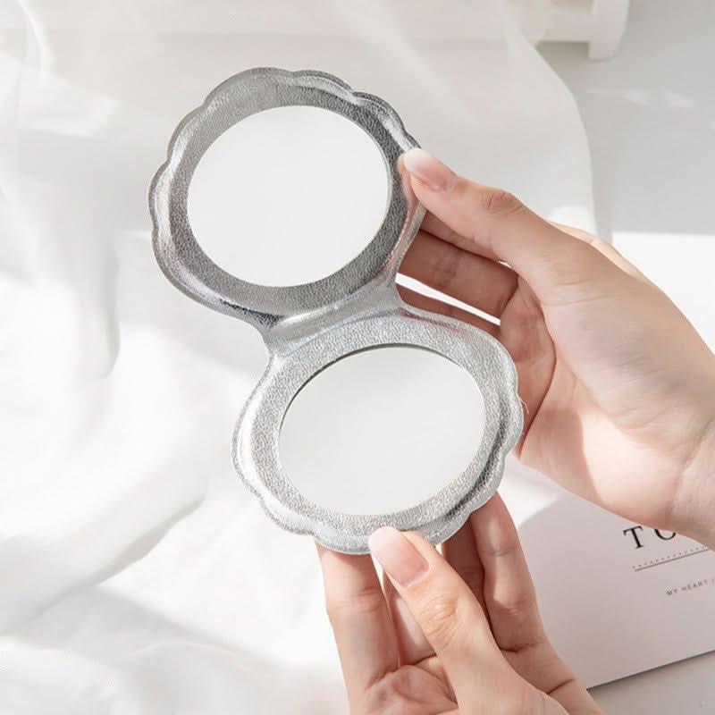 Dreamlike Laser Colorful Heart-Shaped Pocket Mirror – Double-Sided Makeup Mirror