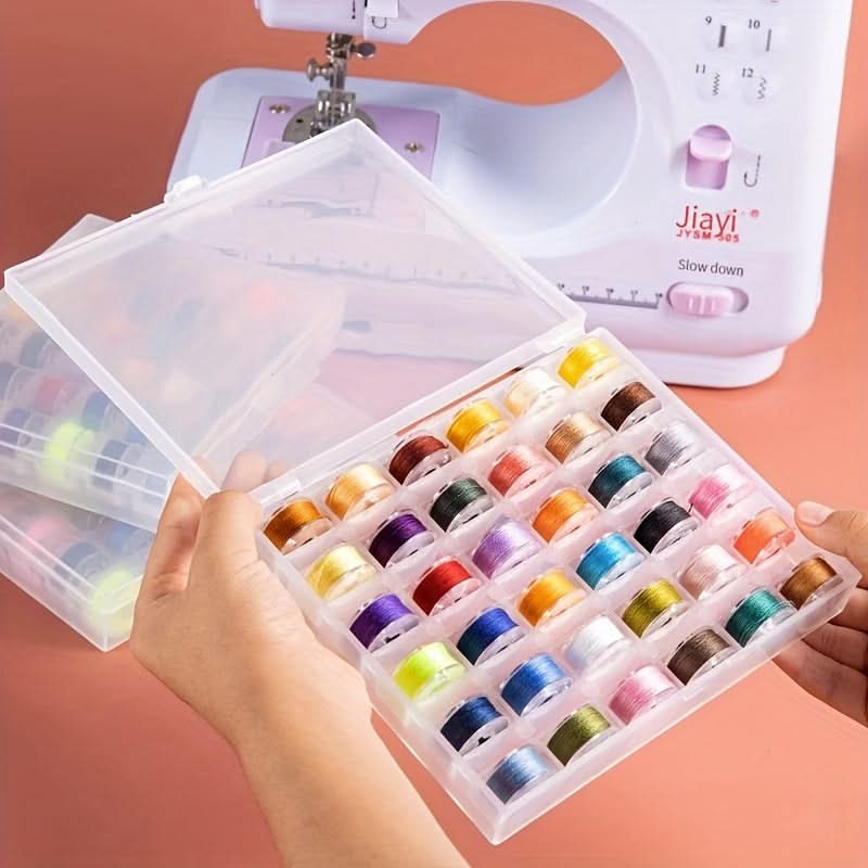25/36pcs Deluxe Sewing Bobbin Set - Color-Coded Box with Pre-Threaded Bobbins