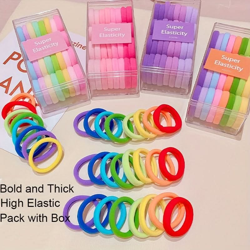 32pc Multicolor Rainbow Hair Ties for Kids