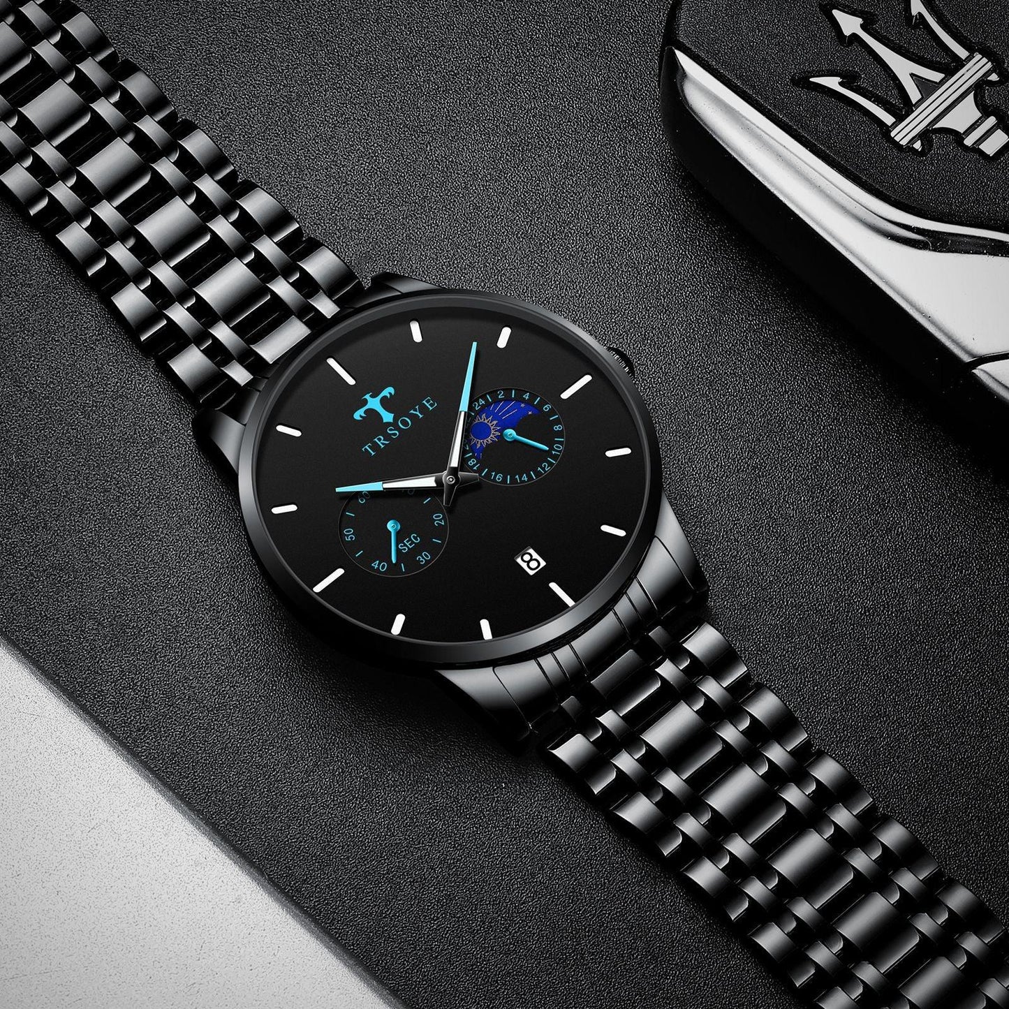 TRSOYE TRS658 Men's Casual Waterproof Steel Belt Quartz Watch