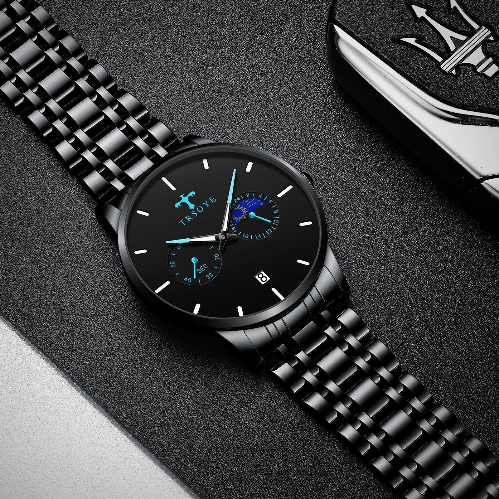 TRSOYE TRS658 Men's Casual Waterproof Steel Belt Quartz Watch