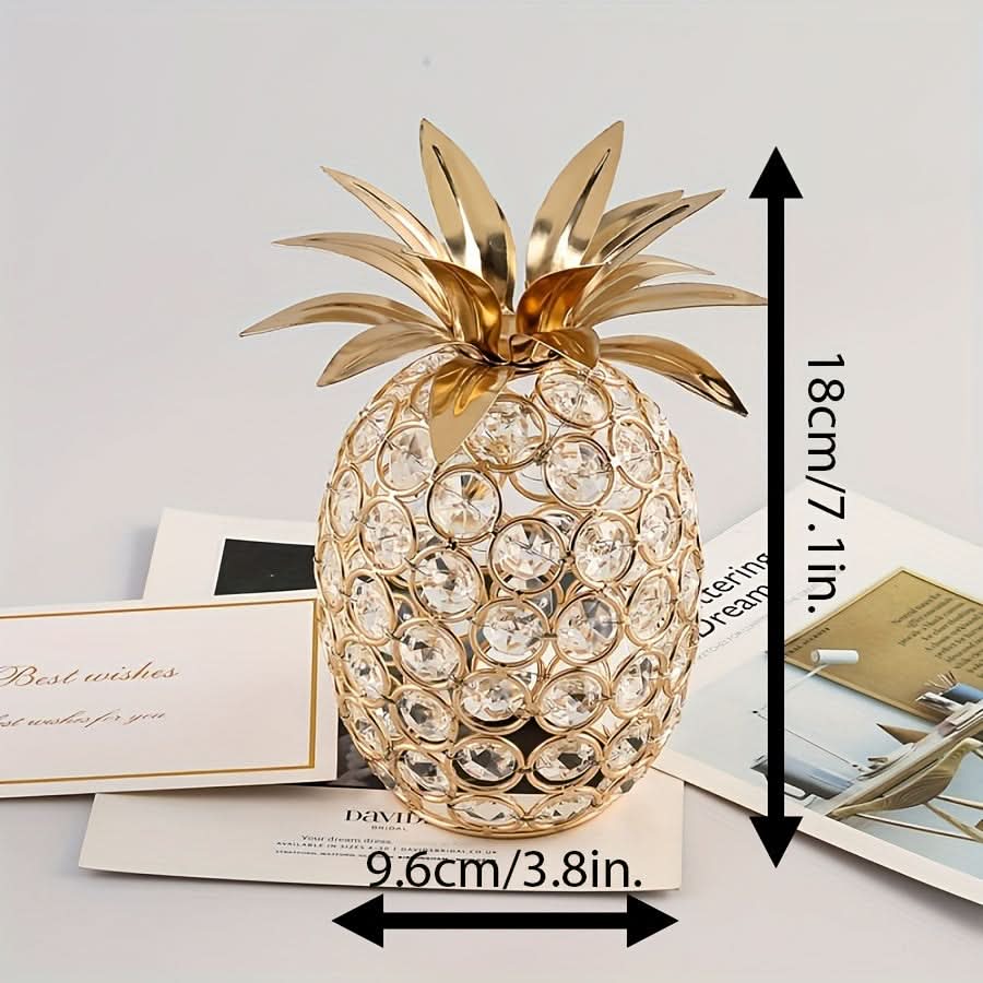 Crystal Beaded Pineapple Sculpture – Elegant Table Centerpiece