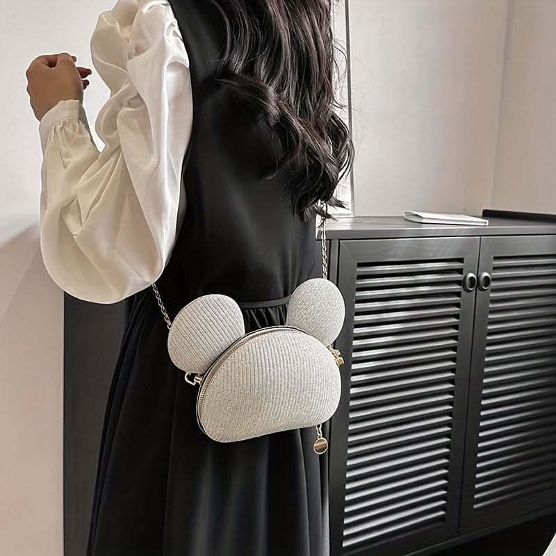 Black Glitter Crossbody Bag with Zipper Closure