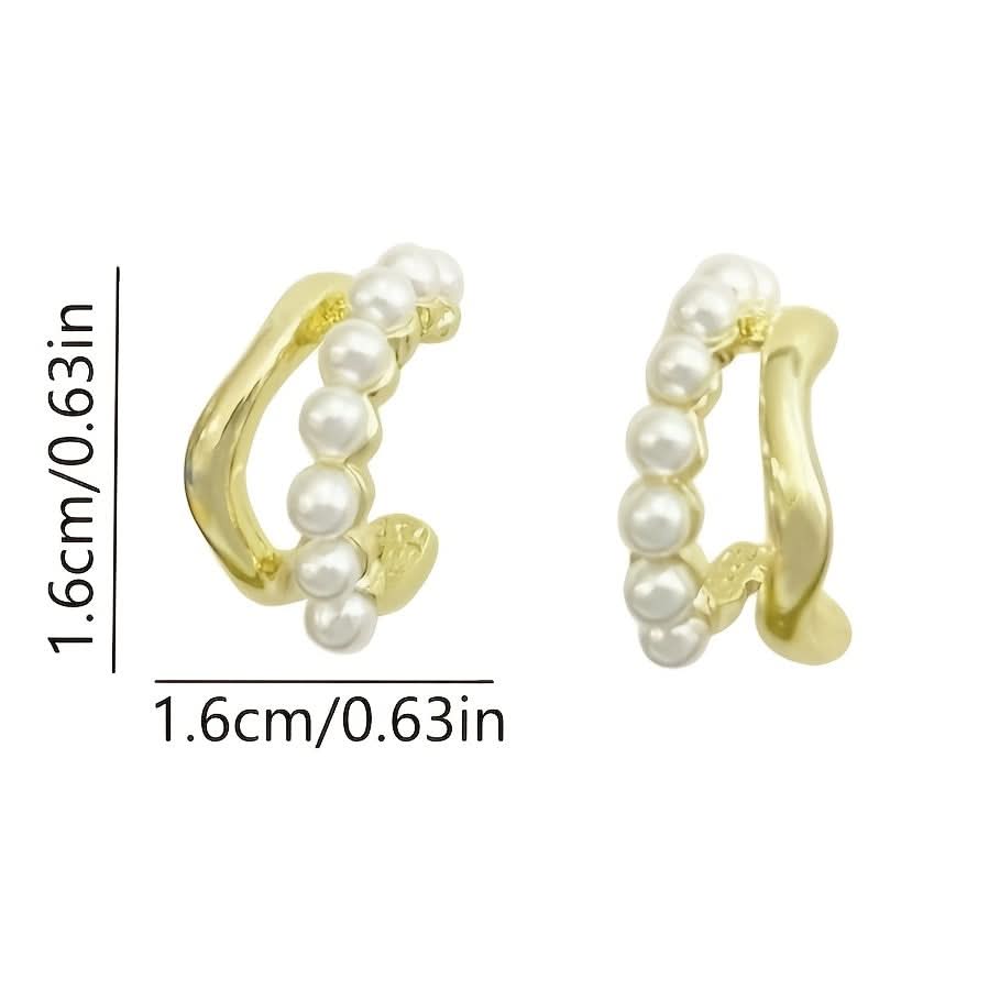 Double-Layer Faux Pearl Decor Hoop Earrings
