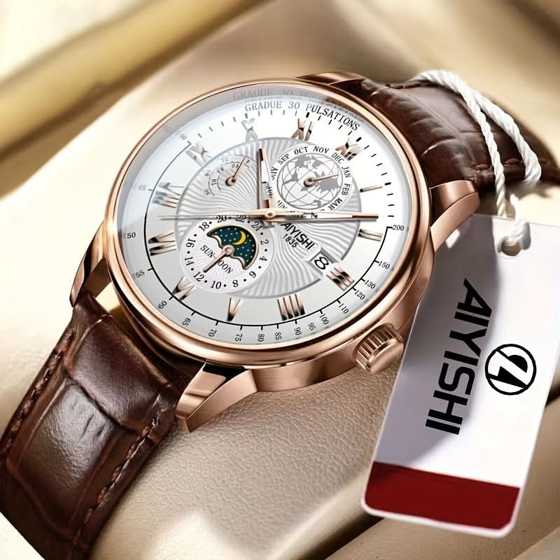 AIYISHI Men's Business Sports Luminous Quartz Watch, Calendar Feature