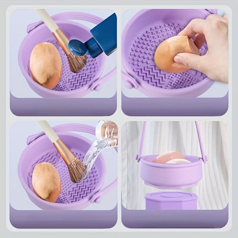 Silicone Makeup Organizer Set - Detachable Drying & Storage Rack