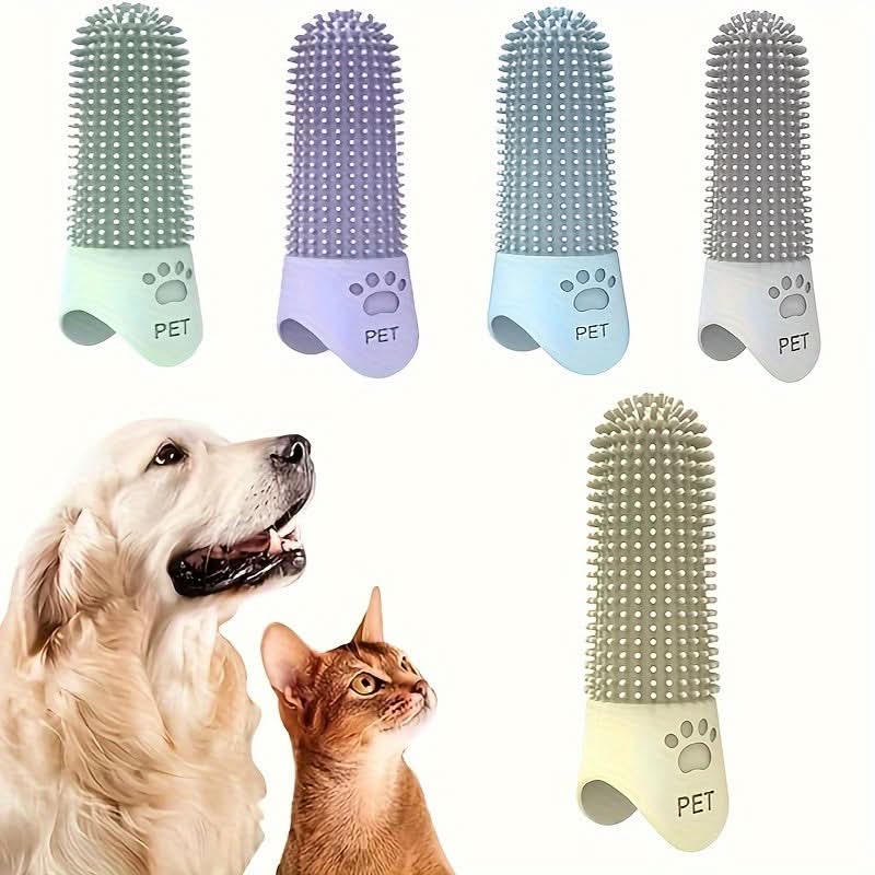 360° Silicone Pet Finger Toothbrush for Dogs & Cats