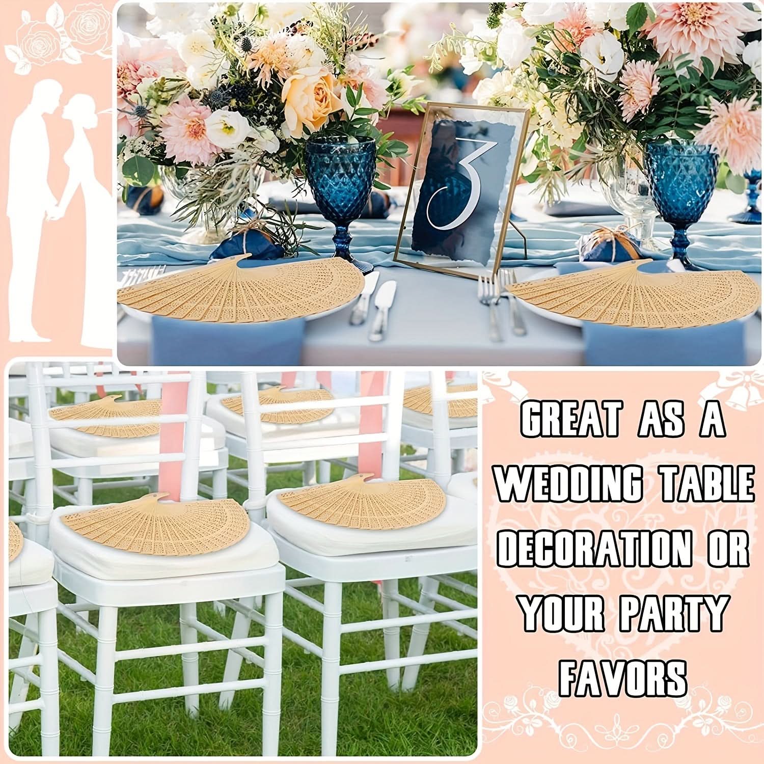 Elegant Wooden Hand Fans – Wedding Favors