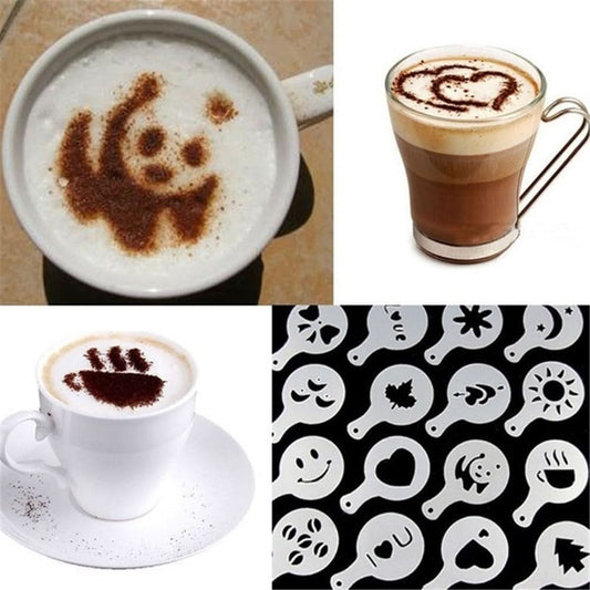 16pcs Cappuccino Stencils – Plastic Coffee Froth Art Templates