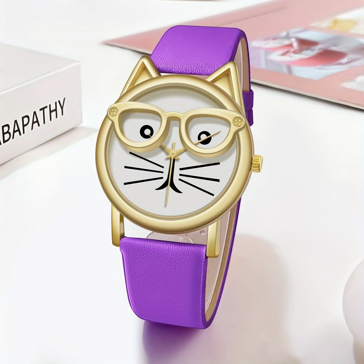 Cute Cat Minimalist Quartz Watch - Faux Leather Strap
