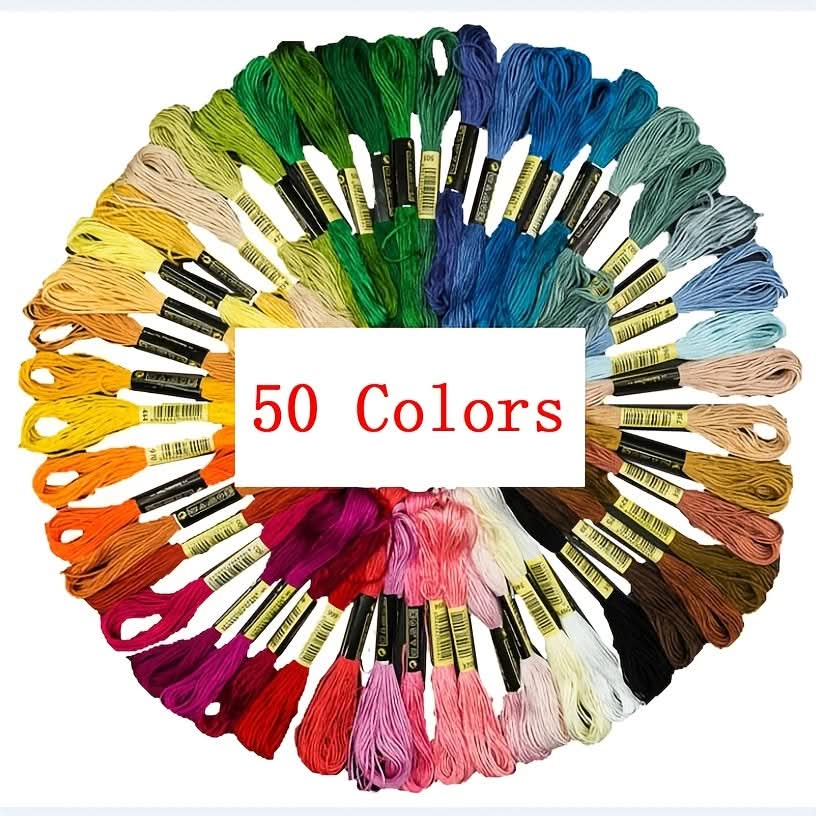 50PCS Rainbow Embroidery Floss Thread Set