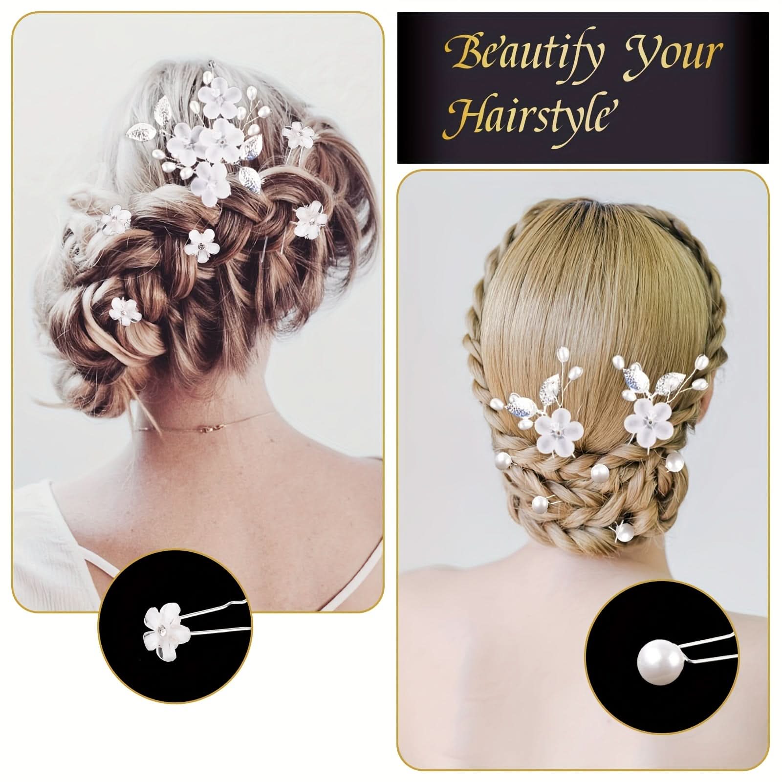 15pcs Wedding Pearl Flower Hair Clips Set