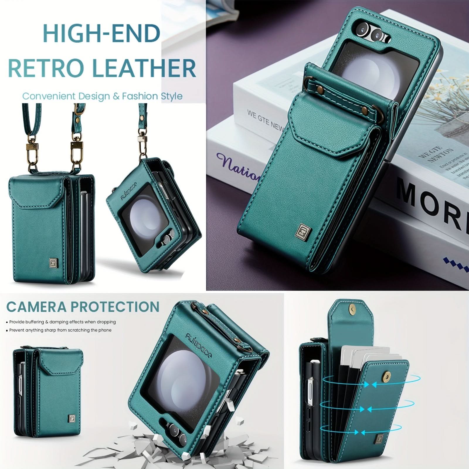 Retro PU Leather Shockproof Wallet Case for Samsung Galaxy Z Flip 5 5G