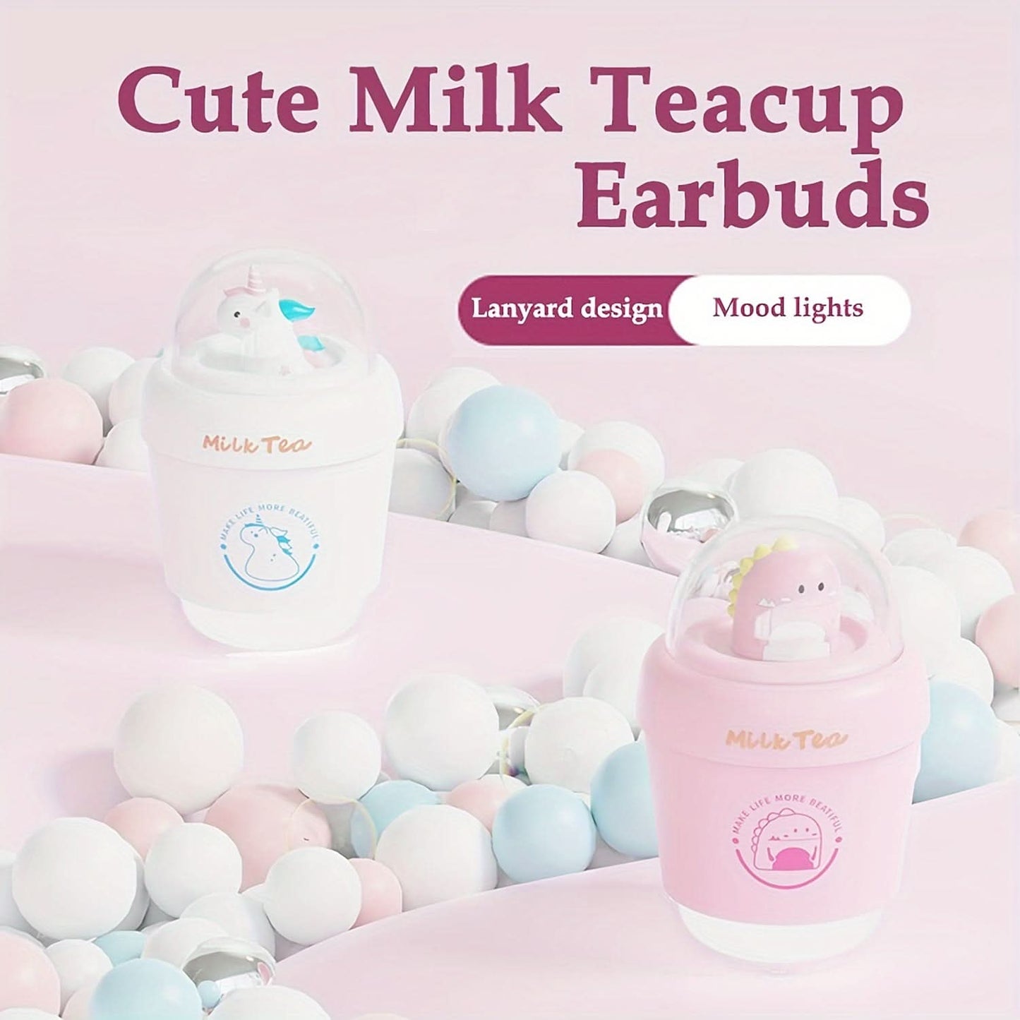 Cute Wireless Earbuds with Built-in Microphone