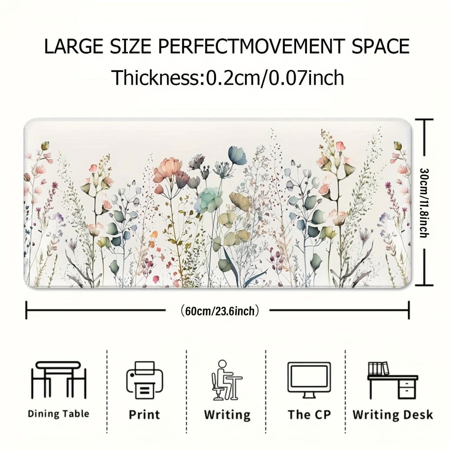Floral Large Mouse Pad - Extended Desk Mat