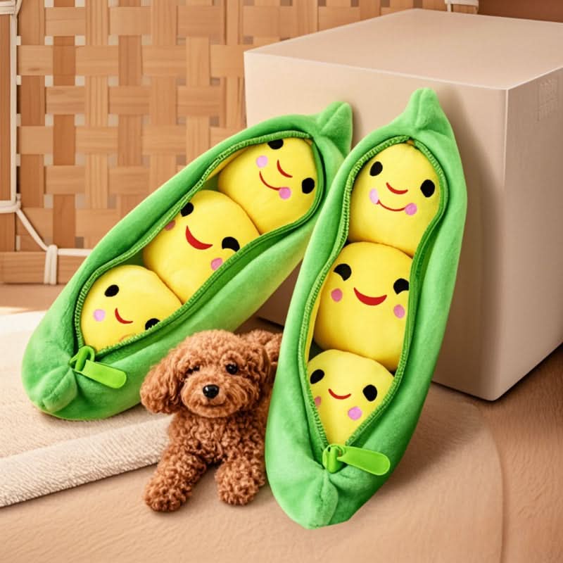 1 pc Interactive Plush Pea Dog Toy with Squeaker-Durable, Soft Fabric for Sniffing