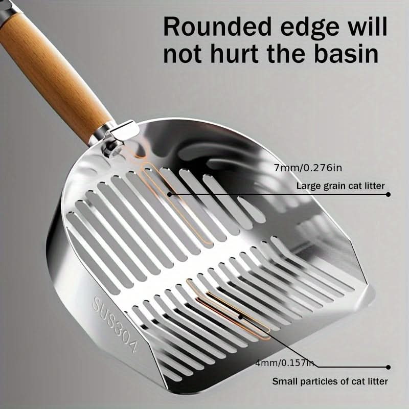 Durable Stainless Steel Pet Poop Scoop – Dual-Sized Holes & Hanging Hook