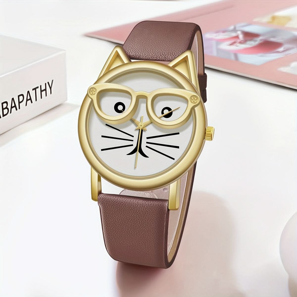 Cute Cat Minimalist Quartz Watch - Faux Leather Strap