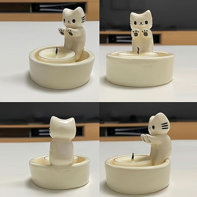 Adorable Cat Candle Holder, Cute Room Decor
