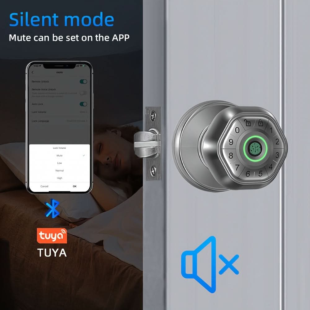 Smart Door Lock with Key, App, Password Access