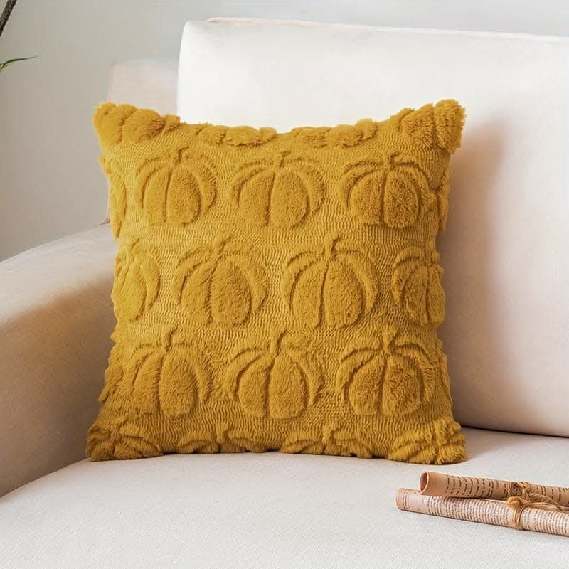 Chic Pumpkin Geometric Wool Cushion Cover