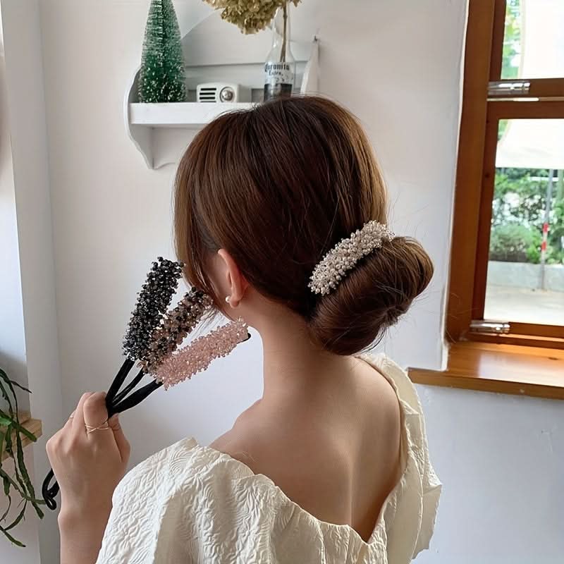 Stylish Crystal Rhinestone Donut Bun Maker - Elegant Hair Accessory