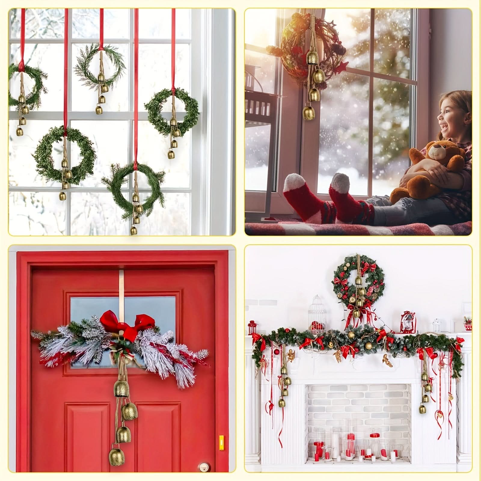 Rustic Iron Christmas Bell Chime, Indoor/Outdoor Decor