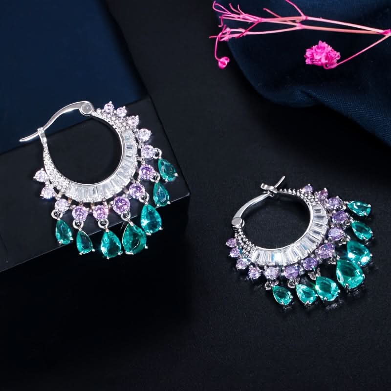 Boho Multicolor Tassel Hoop Earrings for Women