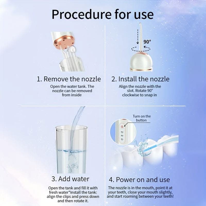 USB Rechargeable Electric Dental Flosser– Deep Clean, Tartar Removal, 3 Modes