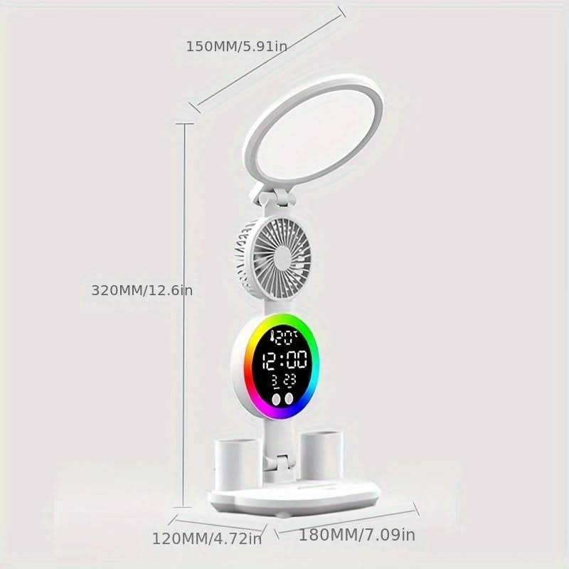 Dimmable LED Desk Lamp with Fan & Touch Control