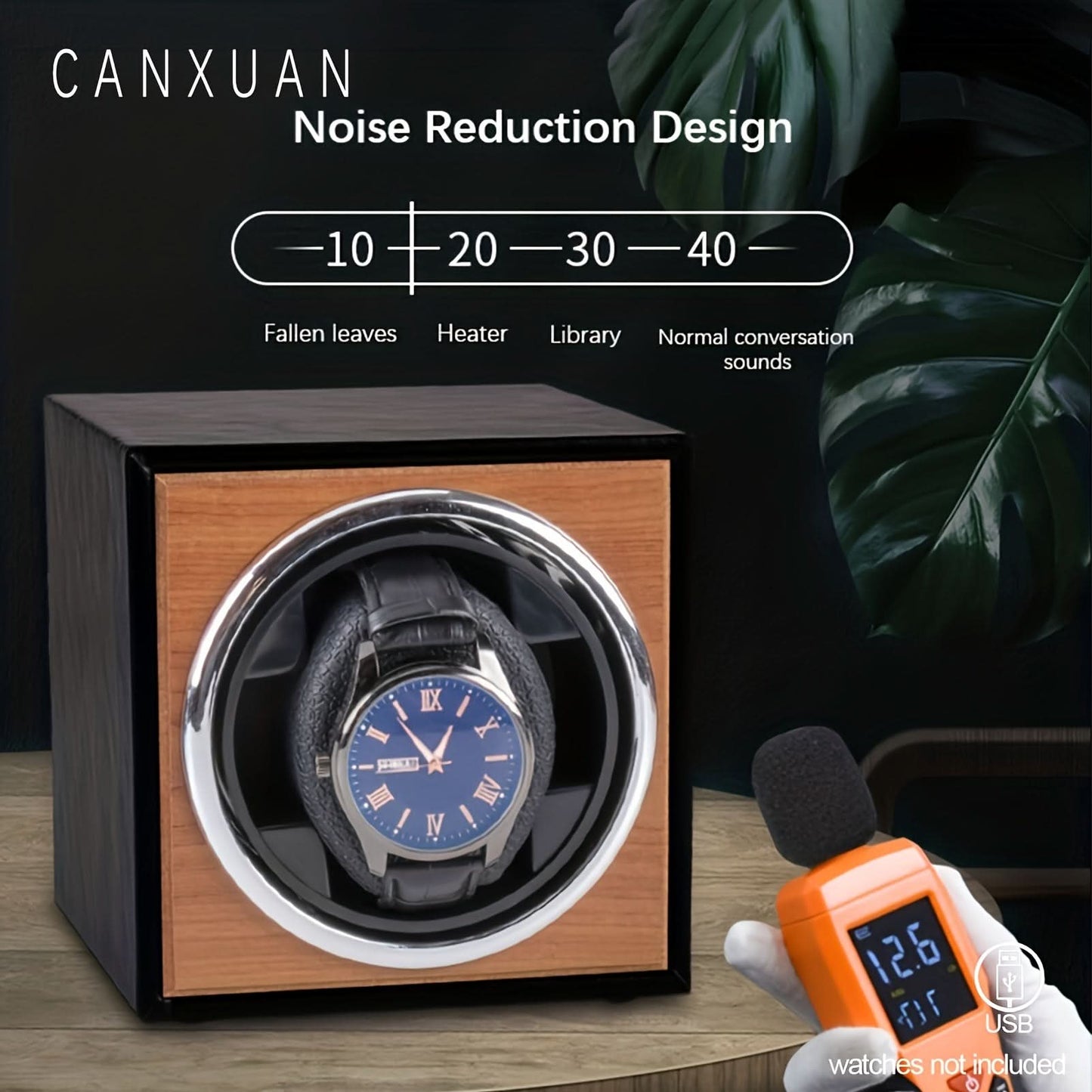 Single Watch Winder Wooden Case USB Powered