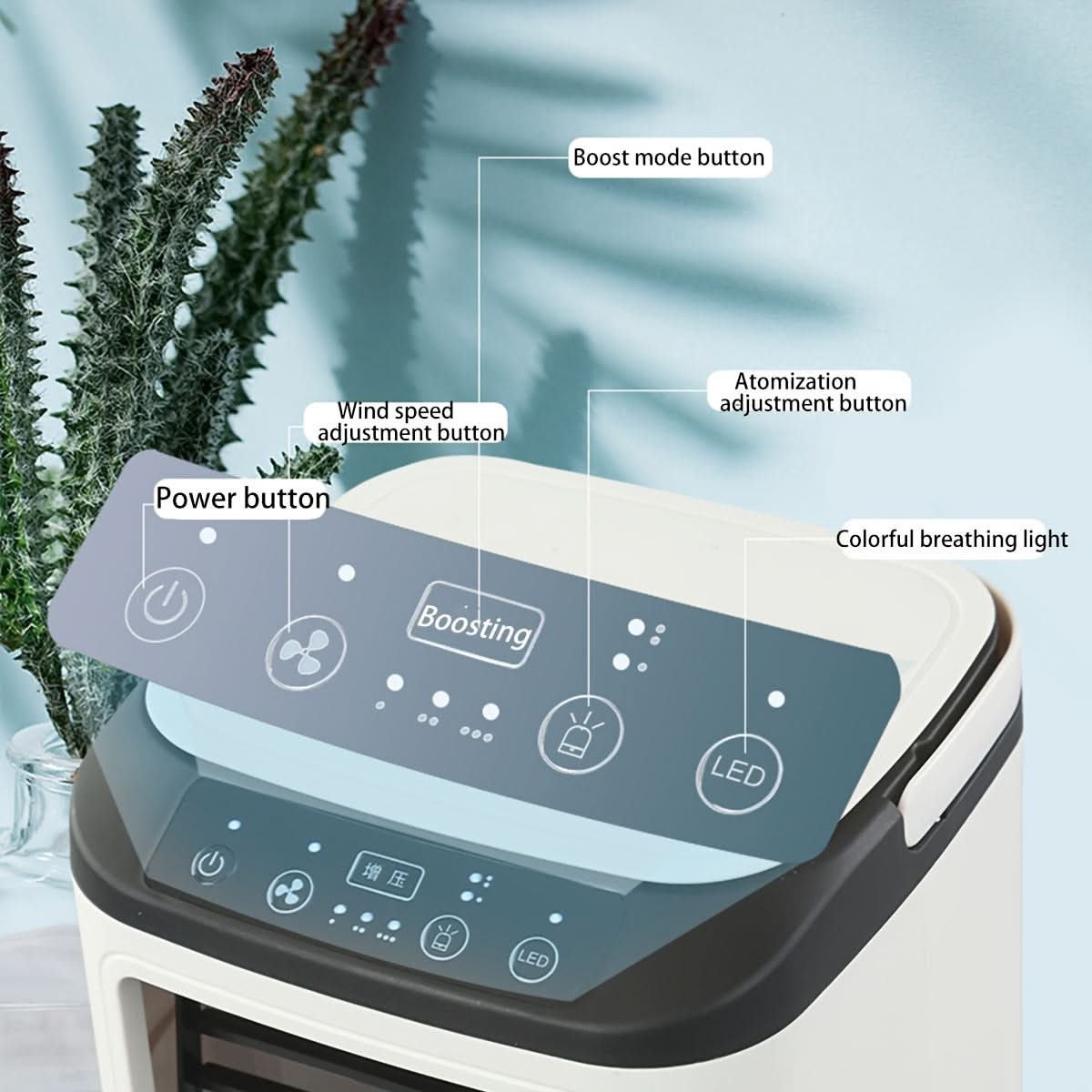 Mini Evaporative Air Cooler with Misting – USB Powered 3-Speed Personal Fan
