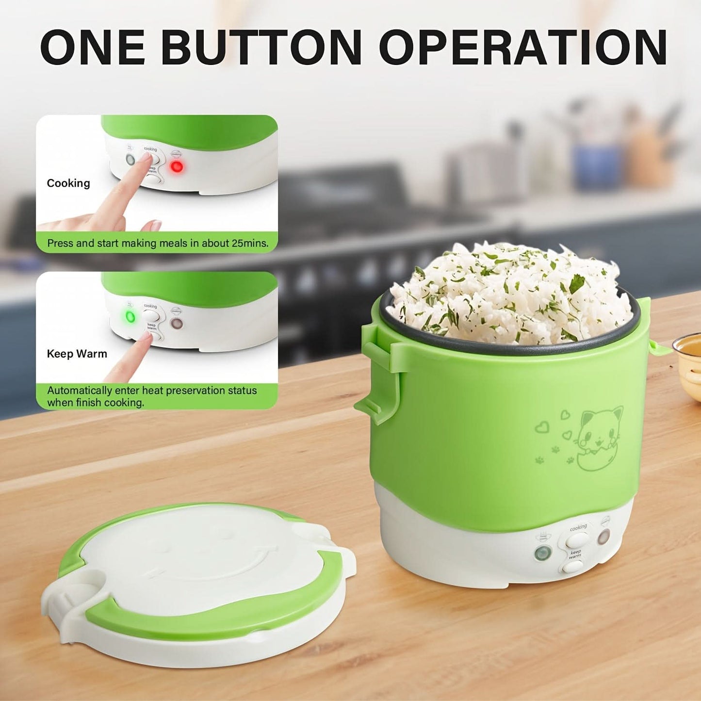 12V Portable Car Rice Cooker – Mini Travel Rice Cooker with Keep Warm Function