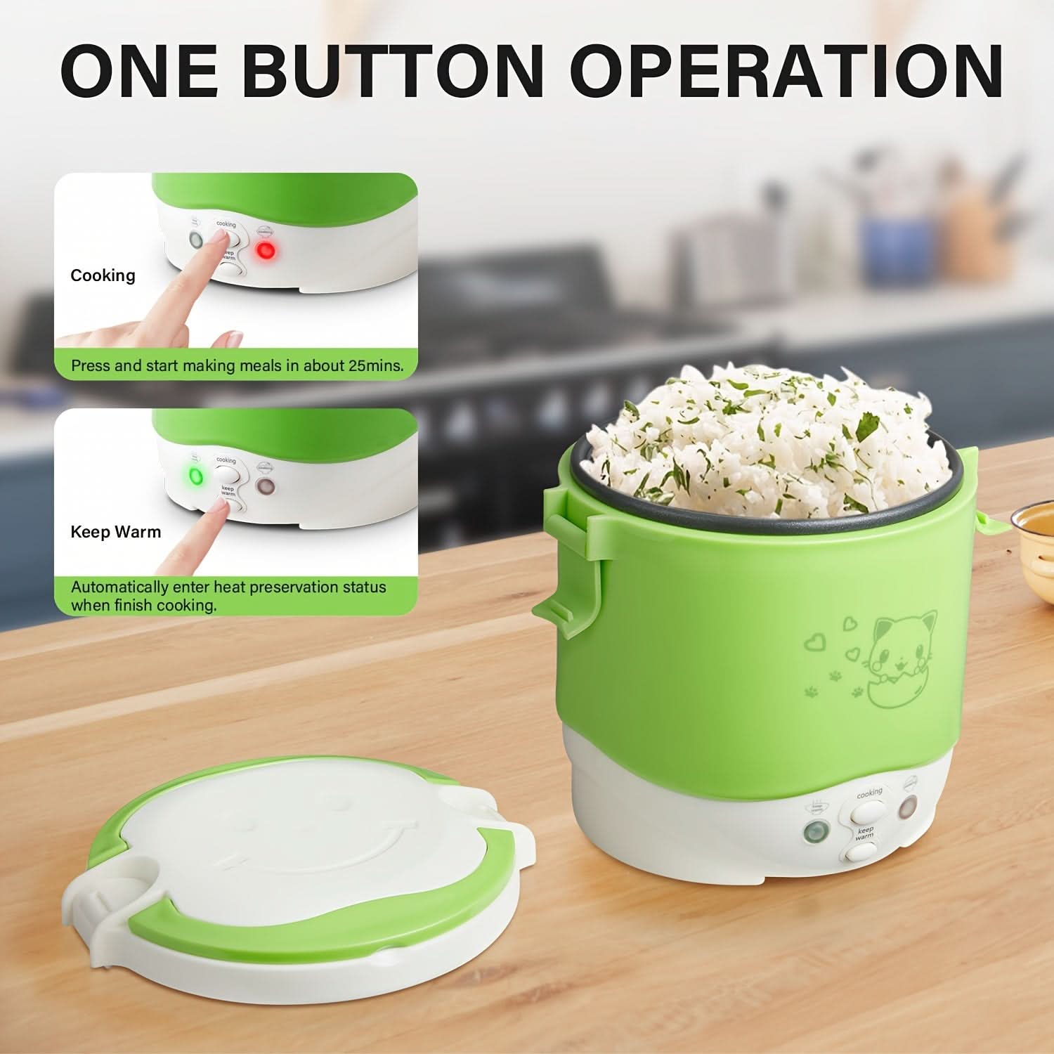12V Portable Car Rice Cooker – Mini Travel Rice Cooker with Keep Warm Function