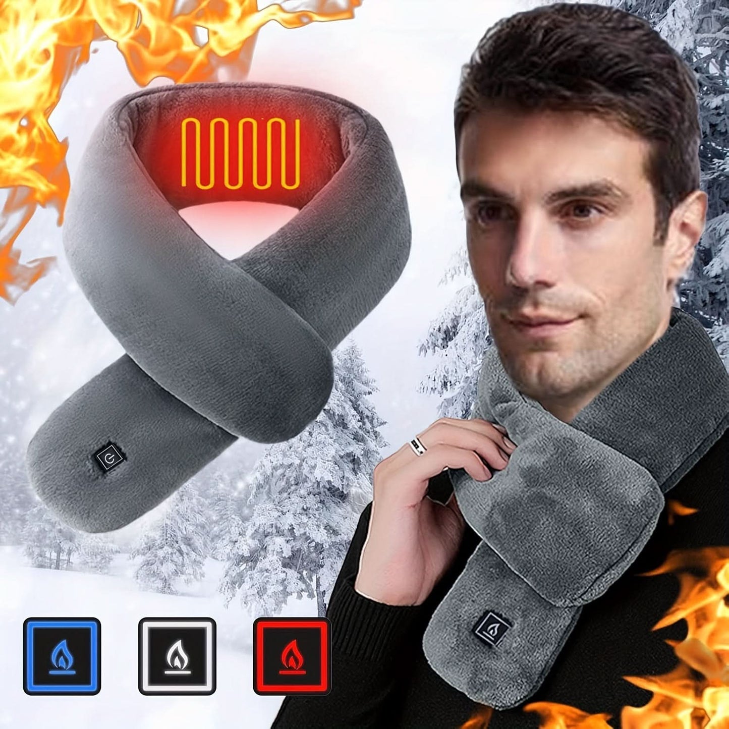 USB Heated Scarf – 3 Heat Settings, Washable Neck Warmer