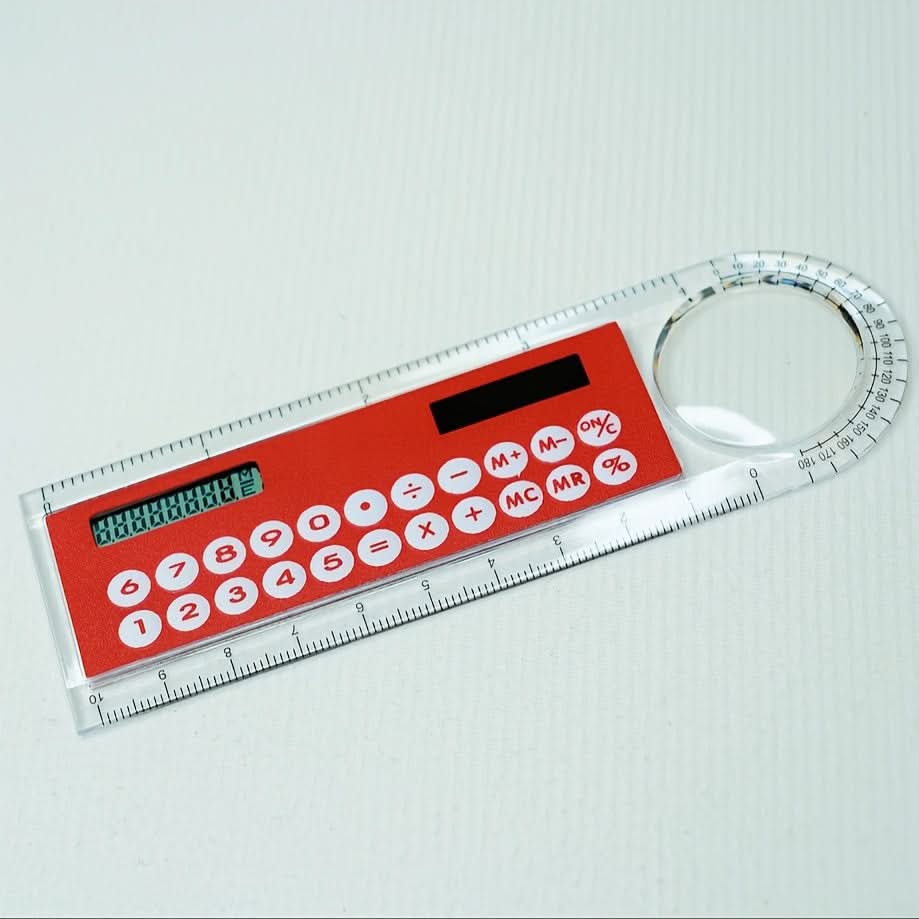 Mini 4-In-1 Solar-Powered Calculator with Ruler - LED Display