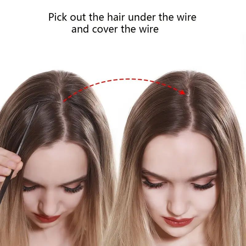 Invisible Dark Brown Wavy Hair Extensions for Women – One-Piece Fish Line Wig with Natural Curls
