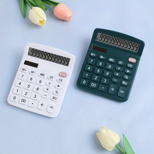 Portable 12-Digit Solar Calculator with 6 Colors