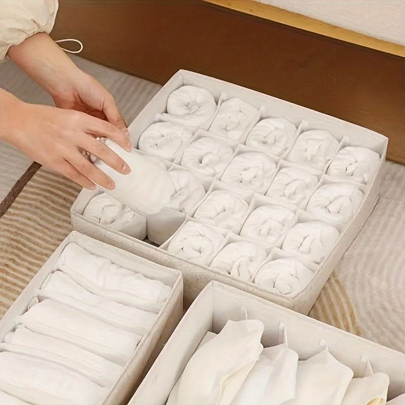 3-Pack Stacking Polyester Closet Organizer Boxes