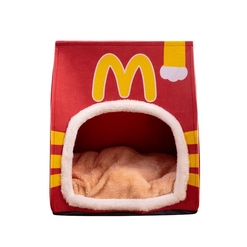 Cozy Semi-Enclosed Cat Bed Potato Chip Design