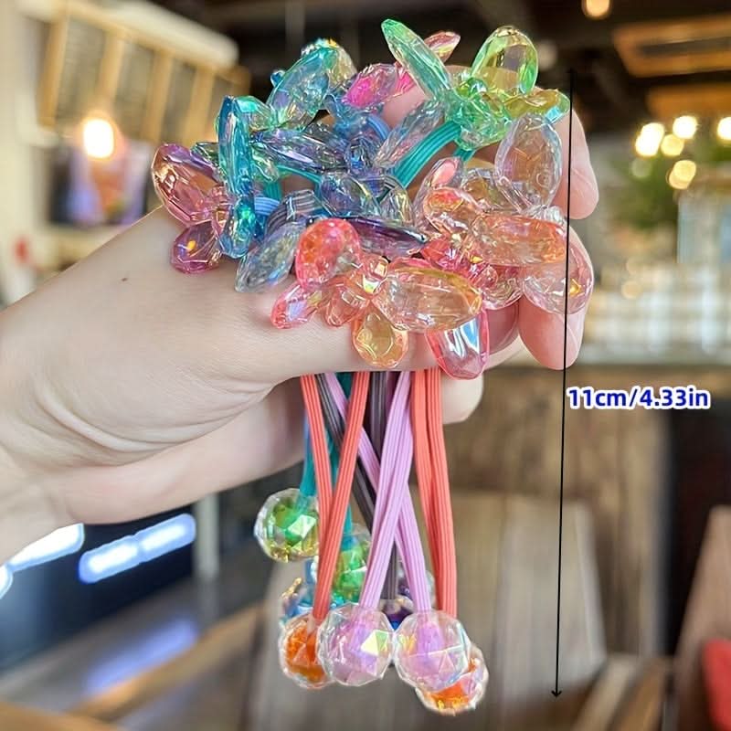 5PCS Butterfly Beaded Hair Ties for Girls