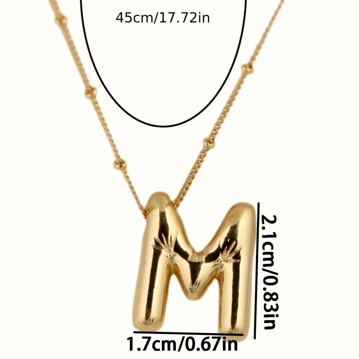 Chunky Golden Alphabet Balloon Pendant Necklace – Stainless Steel