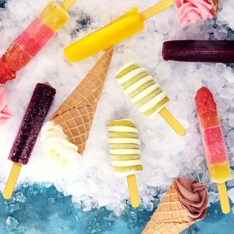 30PCS Reusable Acrylic Ice Cream Sticks – Transparent & Colorful