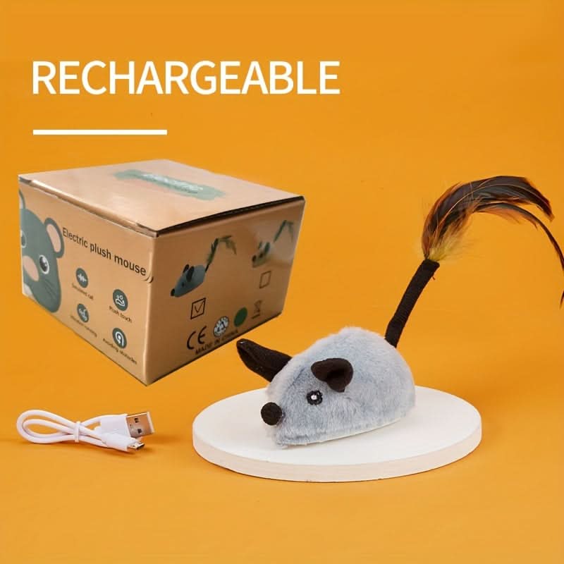 Rechargeable Plush Electric Cat Mouse Toy – Interactive Whisker Teaser
