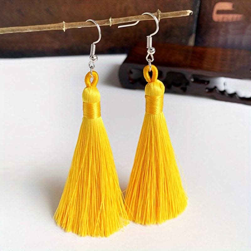 Colorful Tassel Dangle Earrings – Boho Ethnic Style
